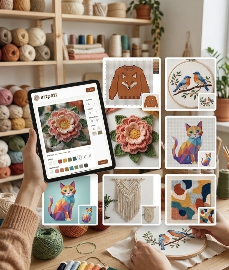 ArtPatt pattern generator converting photos into crochet, embroidery, knitting and macrame patterns